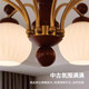 2025 New French-Style Vintage Living Room Chandelier, Chinese-Style Retro Walnut Color Bedroom and Study Lamp, Whole House Package