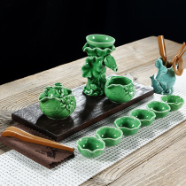 Creative lotus leaf hand grab pot Longquan celadon kung fu tea set filter tea ceremony ceramic tea set porcelain