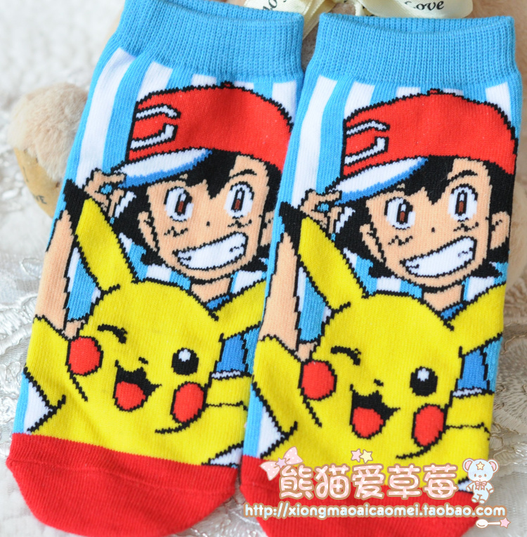 Nhật bản Pokemon Pokemon Pikachu Miao ếch vớ hoạt hình vớ ngắn vớ cotton dễ thương vớ nữ