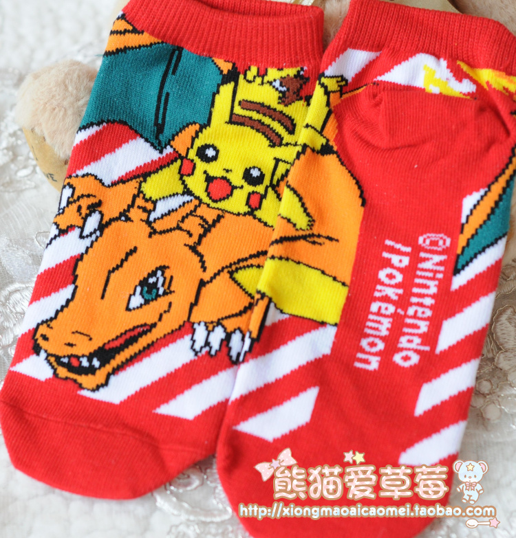 Nhật bản Pokemon Pokemon Pikachu Miao ếch vớ hoạt hình vớ ngắn vớ cotton dễ thương vớ nữ