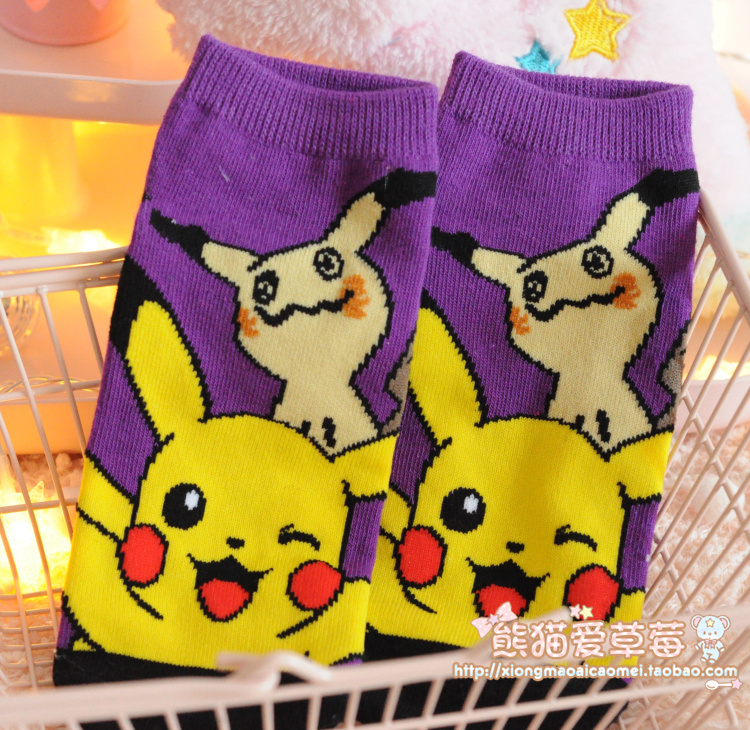 Nhật bản Pokemon Pokemon Pikachu Miao ếch vớ hoạt hình vớ ngắn vớ cotton dễ thương vớ nữ