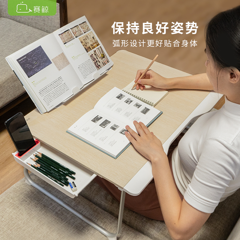 a small table on the bed of saijing, a laptop, a desk for college students, a desk for college students, a bedroom, a bedroom, a dormitory, a simple folding for the bed, a lazy family, a study desk with drawers, a window