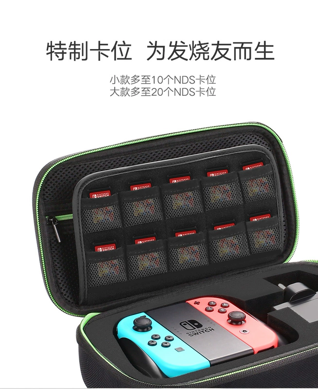 Màu xanh lá cây tai nghe Bluetooth túi lưu trữ U đĩa u lá chắn ổ cứng di động cáp dữ liệu sạc cáp đa chức năng kỹ thuật số hoàn thiện hộp Nintendo chuyển đổi điều khiển trò chơi ns phụ kiện nintendo xách tay hộp đựng tay nghe