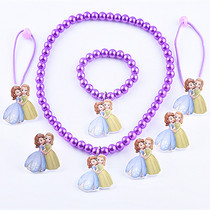 Sophia and Anble Princess Pearl Necklace Set Handmade Beaded Bracelet Earring Ring Girl Accessories