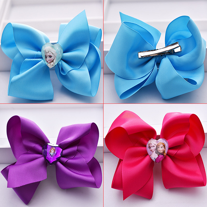 Frozen hair accessories Bow fabric hairpin Love yarn Princess Sophia Anna hairpin baby head flower accessories