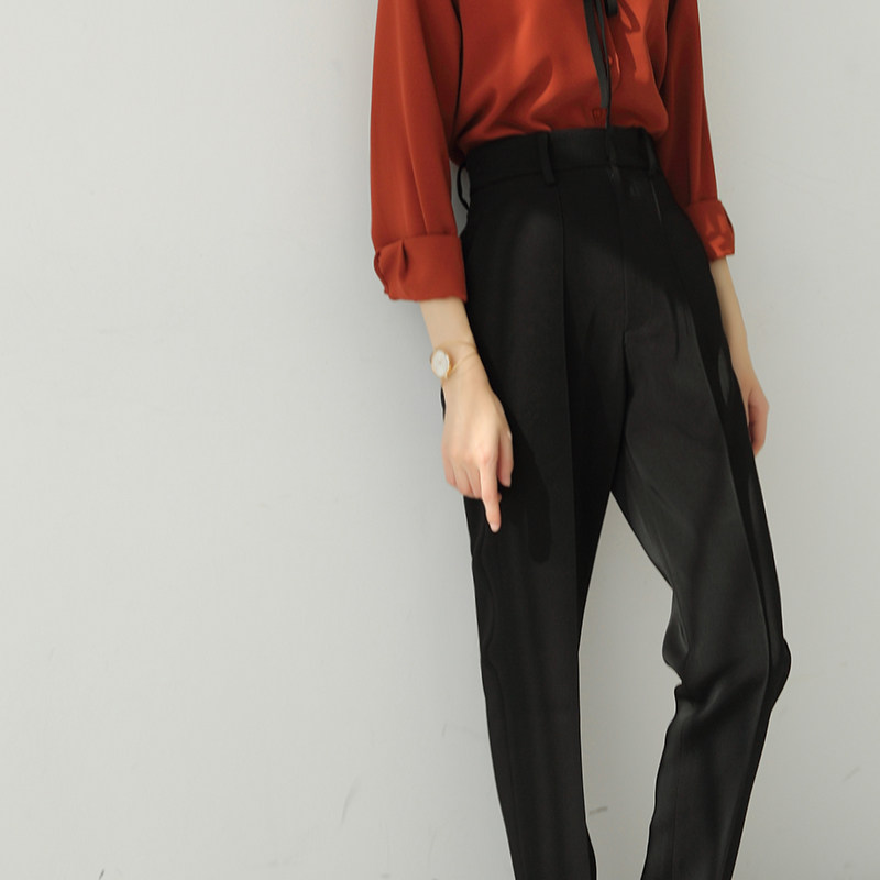 SS STUDIO commuting black center line suit pants high waist thin hanging feeling small feet ankle-length pants women early Autumn New