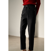 SS STUDIO GLINT Deep Grey High Waisted Jeans Lady Autumn winter Little Pants