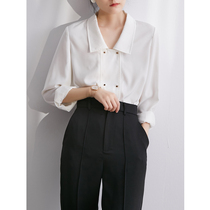 SS STUDIO French small gold button white shirt female design sense minority commuter temperament professional long sleeve shirt autumn