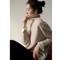 SS STUDIO 100 goat sweatshirt light oats high collar thickened sweater women autumn winter