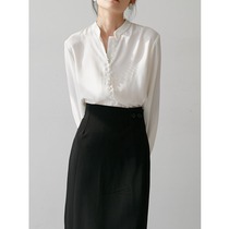 SS STUDIO commute early autumn white shirt female design sense niche single row multi buckle long sleeve top wear wild