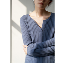 SS STUDIO 100% wool V collar universal base version with long sleeves workout for womens spring