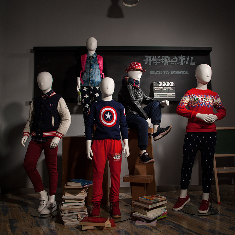 Beautiful children's full-body clothing shop children model props men and women shop windows display show shelf fake people models