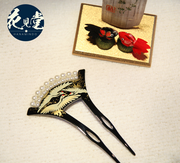Acrylic Yellow Japanese Hairpin Kanzashi Flower Pattern for Kimono Geisha Bride