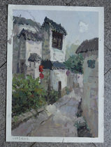 Original gouache landscape painting Wuyuan gouache painting 4 open color Hongcun Wuyuan old house landscape sketch decoration painting
