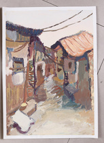 Original Water Powder Painting 4 Open Color West Pond Wuzhen Energy Water Powder Scenery Write Raw Artwork Creation Manuscript Collection