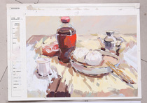 Original Water Powder Painting Training Course Painting Room Color Fan Painting Water Powder Static 4 opening Chinese beauty institute Teacher water powder work