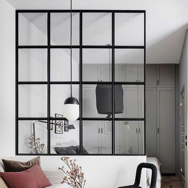 Left Neighbor Tempered Glass Narrow Rim Fixed Glass Partition Indoor Living Room Bathroom Screen Custom Fine Frame-Taobao