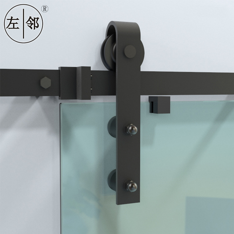Glass barn door hanging wheel sliding door sliding rail hanging wheel door track accessories complete set