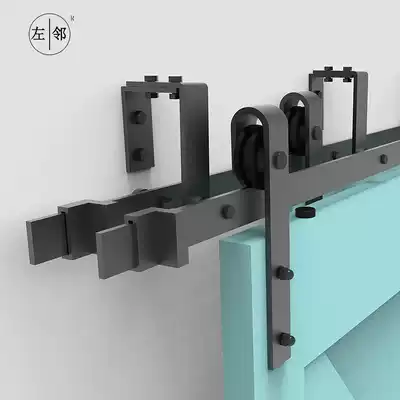 Double switch barn door track front and rear sliding door crane wheel double door double track hardware accessories kit double sliding door track