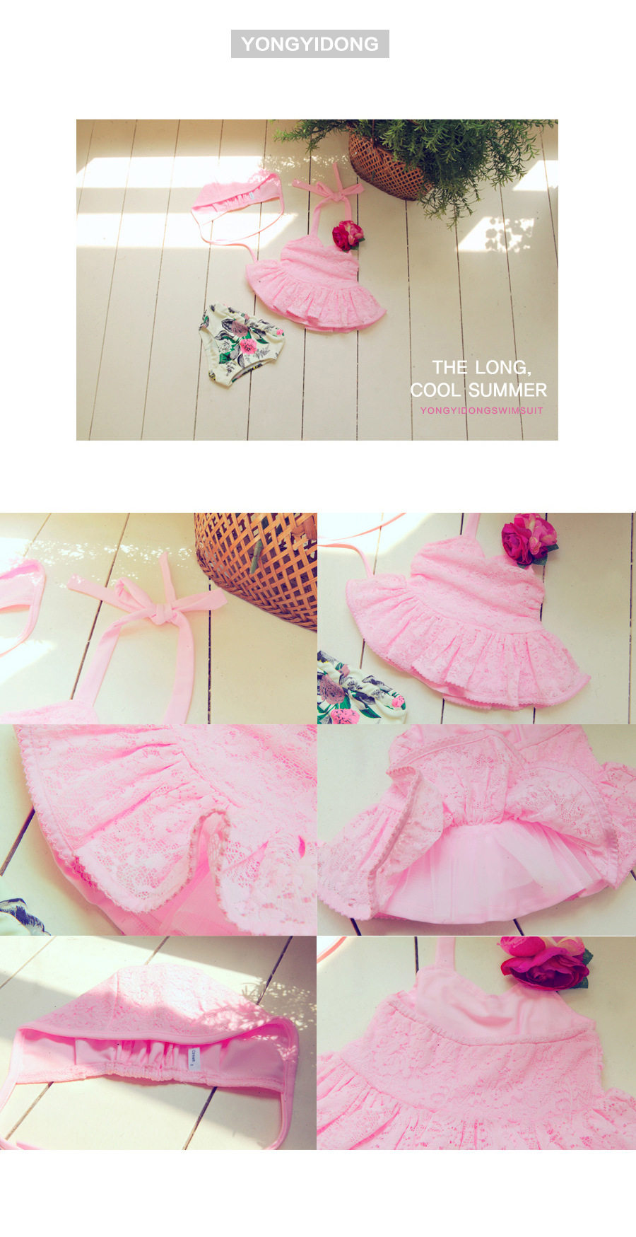 Children's swimsuit girl baby lace white girl infant one-piece skirt Korean sunscreen baby swimsuit