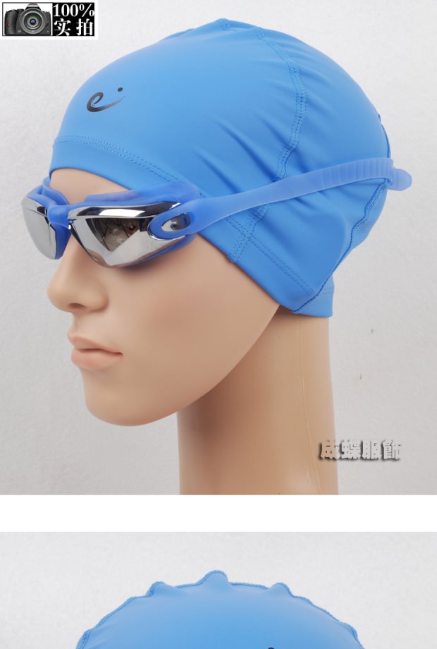 Bộ kết hợp mới Kính điện cực cộng với mũ bơi PU Unisex Kính tóc dài + mũ bơi để gửi nút tai kiếng bơi