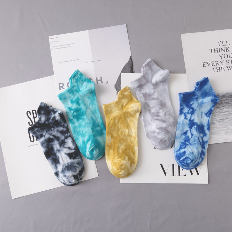 Tie-Dye Socks for Men, Short Socks, Summer Thin Style, Low-Rise Trendy Short Socks for Women, Low-Cut Shallow Mouth, Unique Short Style, Blue