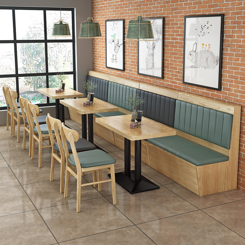 Burger shop hot pot restaurant against the wall board card seat sofa stool restaurant table and chair combination against the wall milk tea shop table and chairs