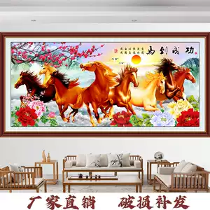 清代 中国美術 馬！馬！馬！乾隆八駿圖、大型絵画（複製模写品）