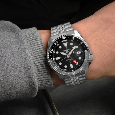 Seiko Watch 4R34 Движение GMT отображает автоматические механические мужские часы SSK001K1/003/013K1