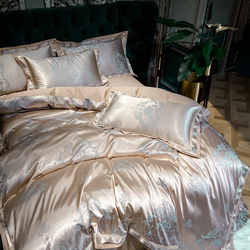 European-Style All-Cotton Satin Jacquard Four-Piece Set, High-End Luxury, Tencel Ice Silk, High-End Pure Cotton Wedding Bedding