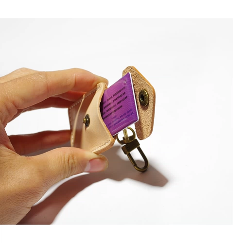 Квадратный картхолдер, чехол для проездного, электрический брелок, из натуральной кожи