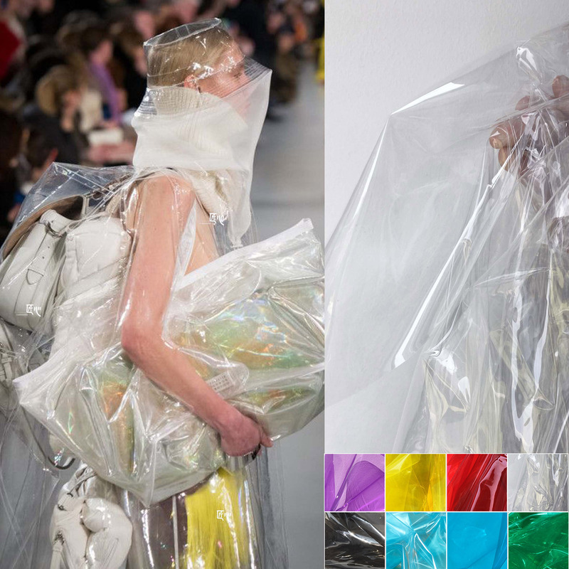 Fully Transparent Tpu Fabric Clothing Raincoat Film Waterproof Tpu Plastic Designer Fabric Bag Transparent Pvc