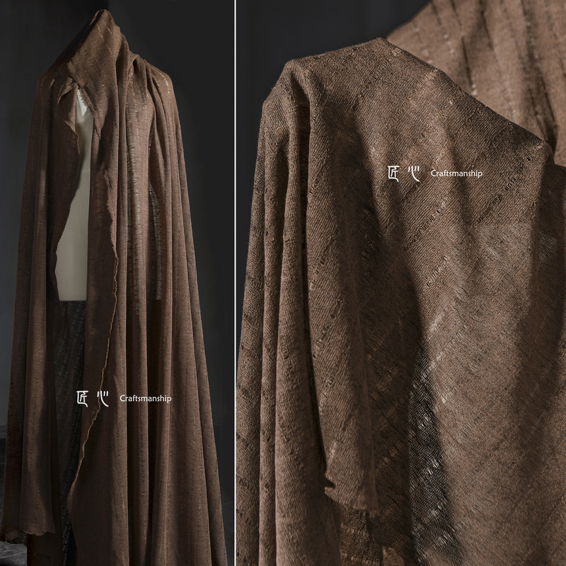 Variegated Tea Brown Distressed Fine Knit Fabric, Mesh-Like, Soft and Close-Fitting Base Layer for Sweater Clothing Designer