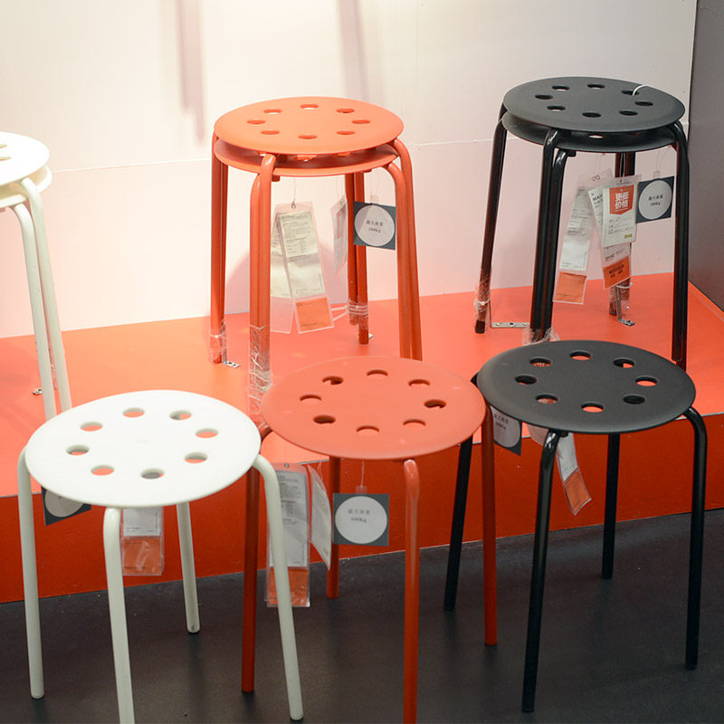 Ikea Maarius stool Home Bench Iron Stool stackable Dining Hall Stool White High Stool for shoes Domestic