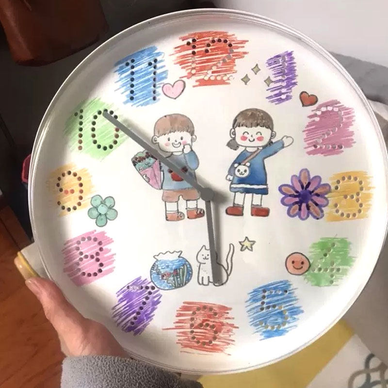 IKEA domestic Tulloma simple mute wall clock quartz clock white bedroom round diy painted clock