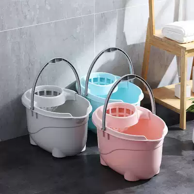 Thickened squeezing water Manual old-fashioned washing mop cleaning bucket enlarged with roller mop pressing bucket