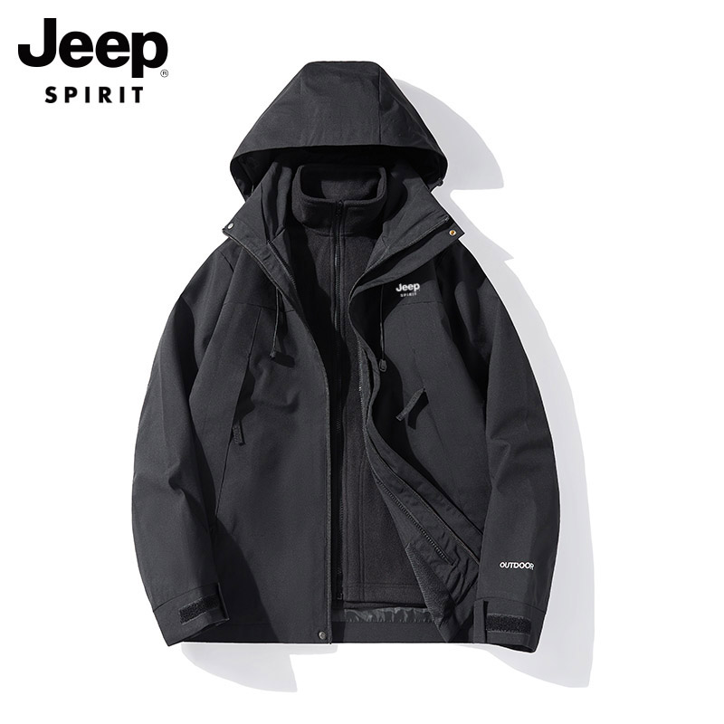 JEEP SPIRIT punching blouses blouses male and female autumn winter thickened jacket three-in-one lovers windproof climbing jacket-Taobao