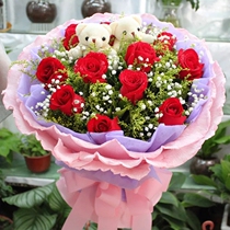 Special offer 99 red rose gift box bouquet Chengdu city flowers express blue monster champagne to send flowers to your door