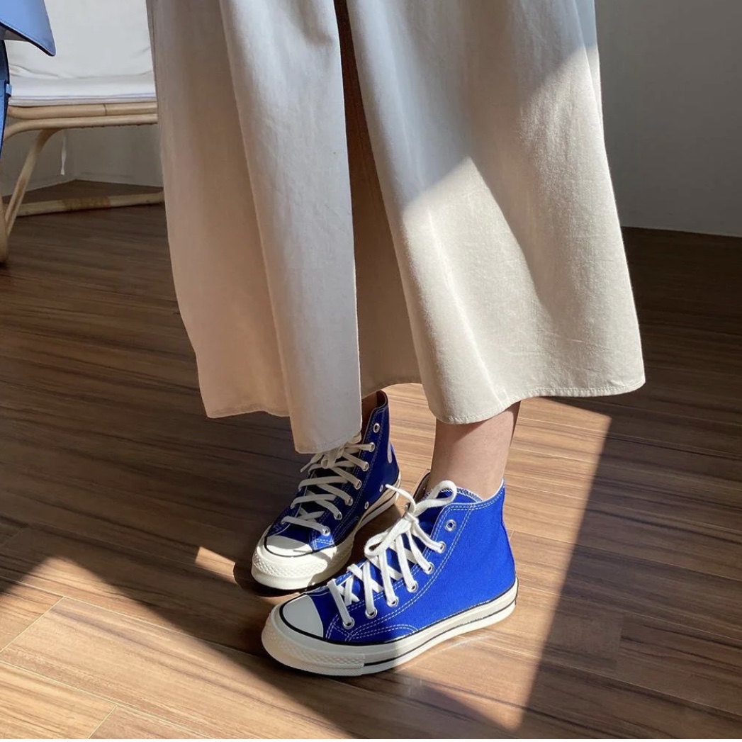 Color is absolutely ~ autumn and winter college STAR blue lake water army blue 1970s bright blue canvas shoes men and women couple shoes