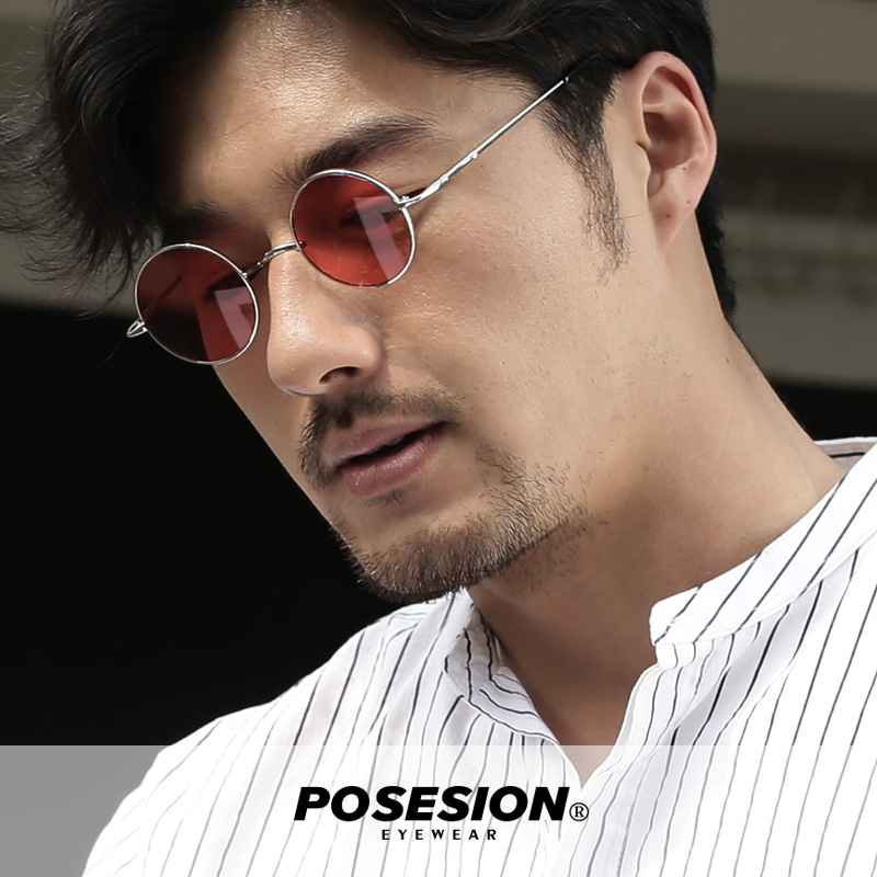 Posesion retro sunglasses Korean version fashion trend small round frame red sunglasses myopia round sunglasses