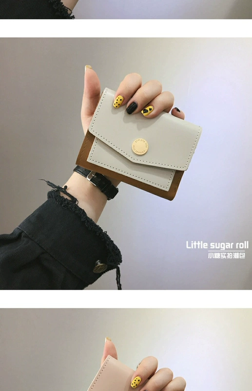 2018 làn sóng mới phiên bản Hàn Quốc của ví nữ ngắn đoạn in thời trang hoang dã màu sắc khóa ví nữ thẻ gói ví tiền xu ví nam cầm tay