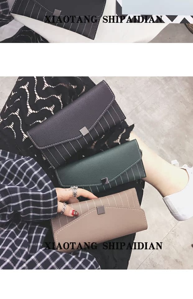 Ví mới 2018 nữ dài phần sinh viên Hàn Quốc đơn giản mỏng retro nhỏ khóa tươi ví ví gói túi xách ví sen