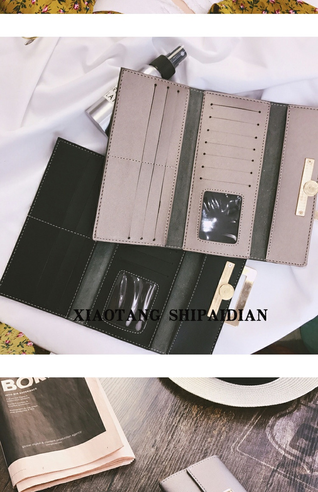 2018 phiên bản tiếng Hàn mới của châu Âu và Hoa Kỳ retro đơn giản phiên bản tiếng Nhật và tiếng Hàn của ví nữ dài đoạn khóa vuông ví ly hợp đồ da handmade