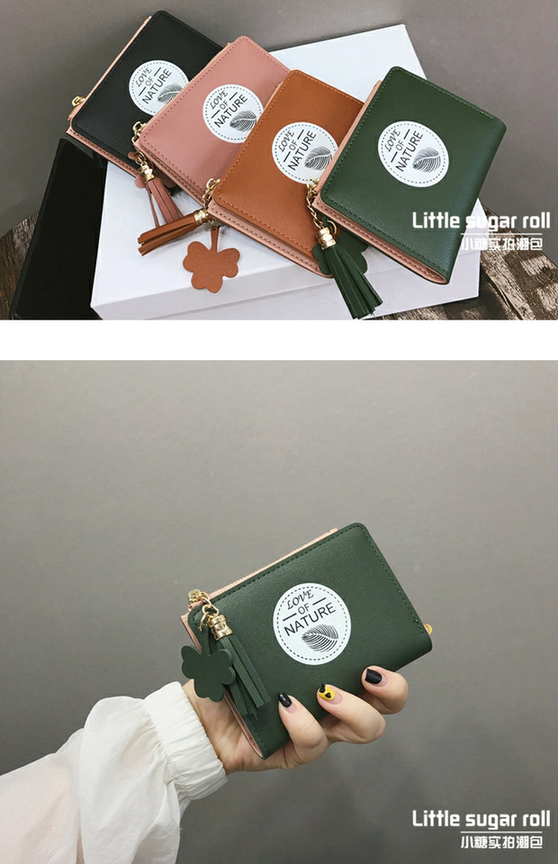 18 phiên bản tiếng Hàn mới của ví nữ ngắn retro in hoang dã mặt dây chuyền sinh viên ví nữ thẻ gói ví tiền xu clutch nam
