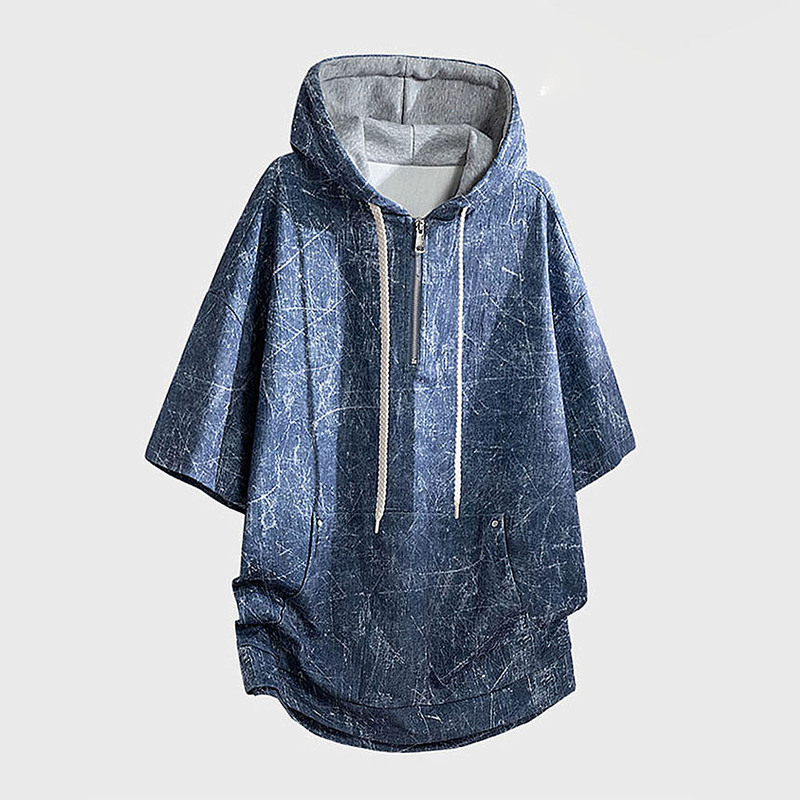 Maxsmance French Luxury T-Shirt Men's Trendy Street Style Design Vintage Half-Zip Hooded Short-Sleeve Top Maxsmance French Luxury T-Shirt Men's Trendy Street Style Design Vintage Half-Zip Hooded Short-Sleeve Top