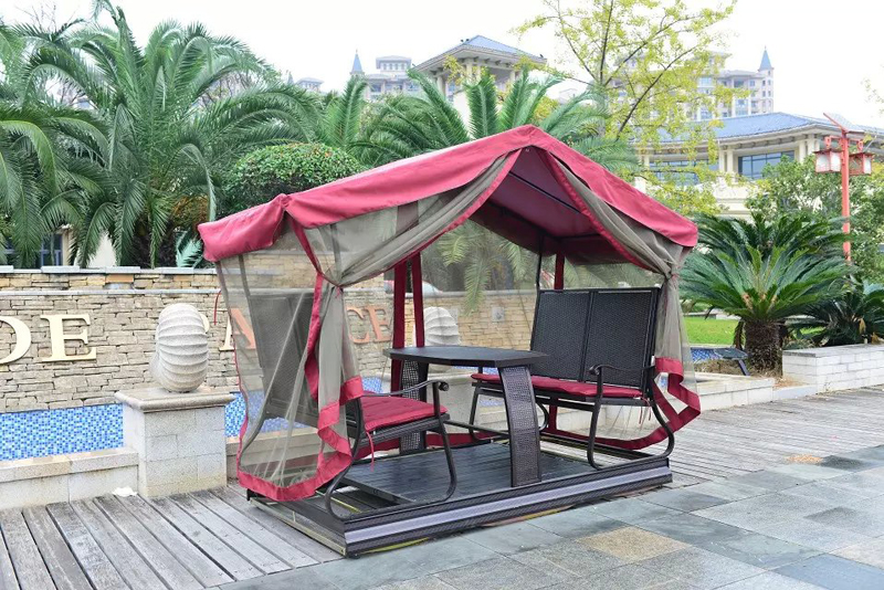 Lắc bàn ghế 4 người nội thất sân vườn cao cấp giải trí ngoài trời đu quay tất cả nhôm điện shaker swing rocking ghế - Bàn ghế ngoài trời / sân ghế treo ban công