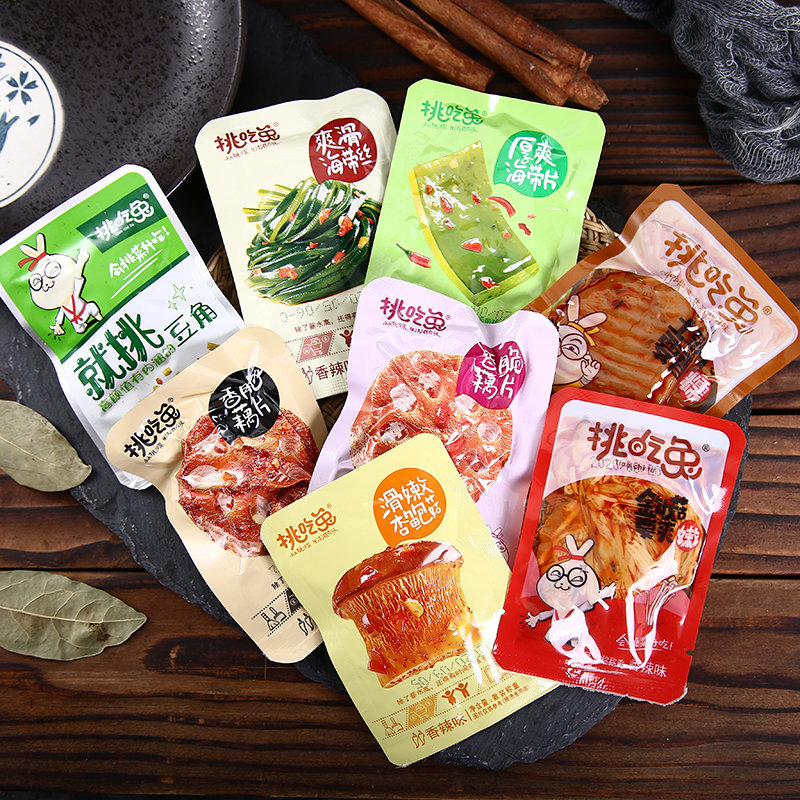 Pick Eating Rabbit Apricot Baukin Needle Mushrooms Kelp Silk Crisp Shoots Lotus Root Slices Small Snacks Bag Bagged Savory Spicy Notes Of The Rice Dish Ready-to-eat