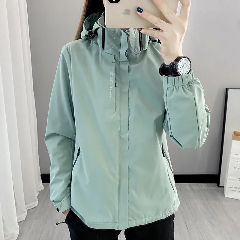 Outdoor Sports Jacket, Women's Spring and Autumn Thin Jacket, Windproof and Waterproof Single-Layer Jacket, Breathable Hiking and Mountaineering Clothing
