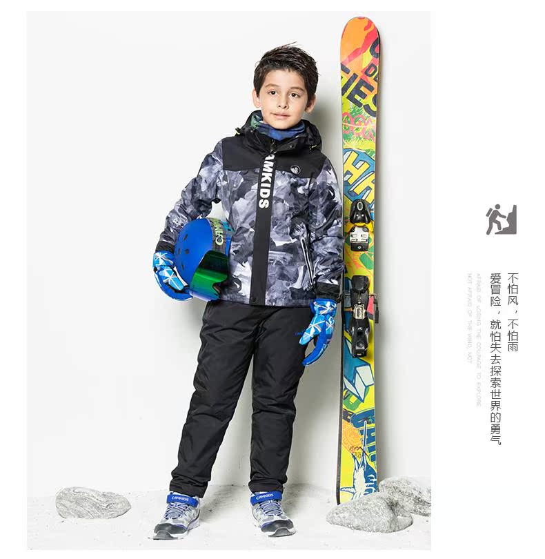 Camkid 垦 ba trong một áo choàng quần áo bé trai hai mảnh mùa đông áo khoác trượt tuyết ngoài trời cho trẻ em mới áo khoác jeans nam