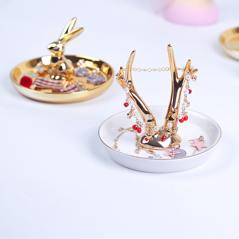 Ceramic jewelry disc Nordic wind necklace earring pieces desktop receiver box jewelry frame ring tray jewelry box